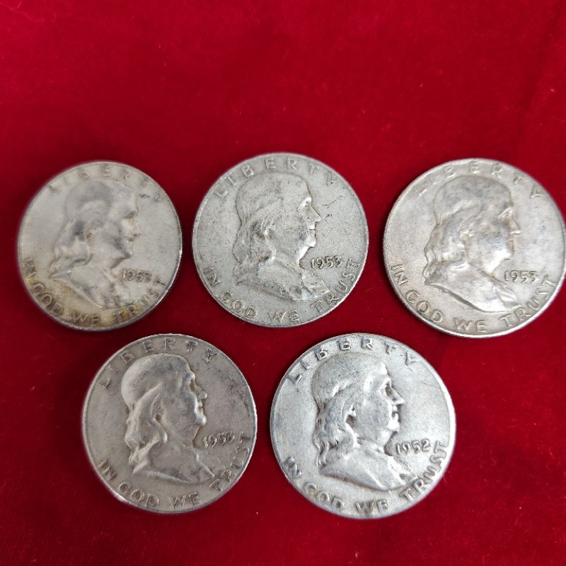 5 silver benjamin Halfs some diff. dates                      # 6-23