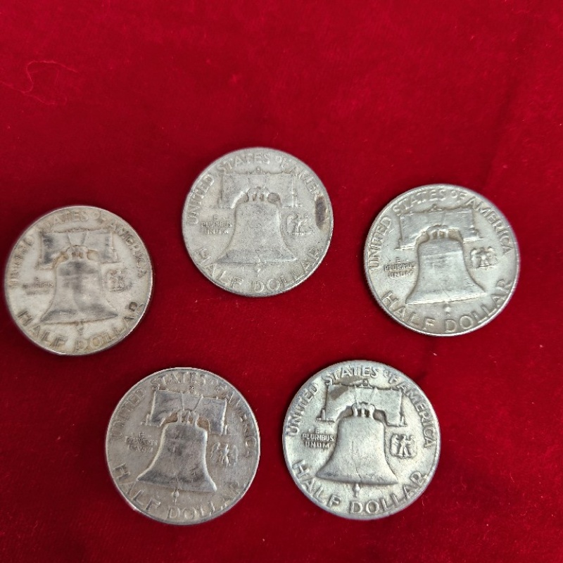 5 silver benjamin Halfs some diff. dates                      # 6-23