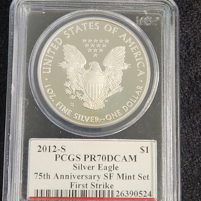 2012-S $1 PCGS PR70DCAM Silver eagle 75th Anniversary SF Mint Set*49-6