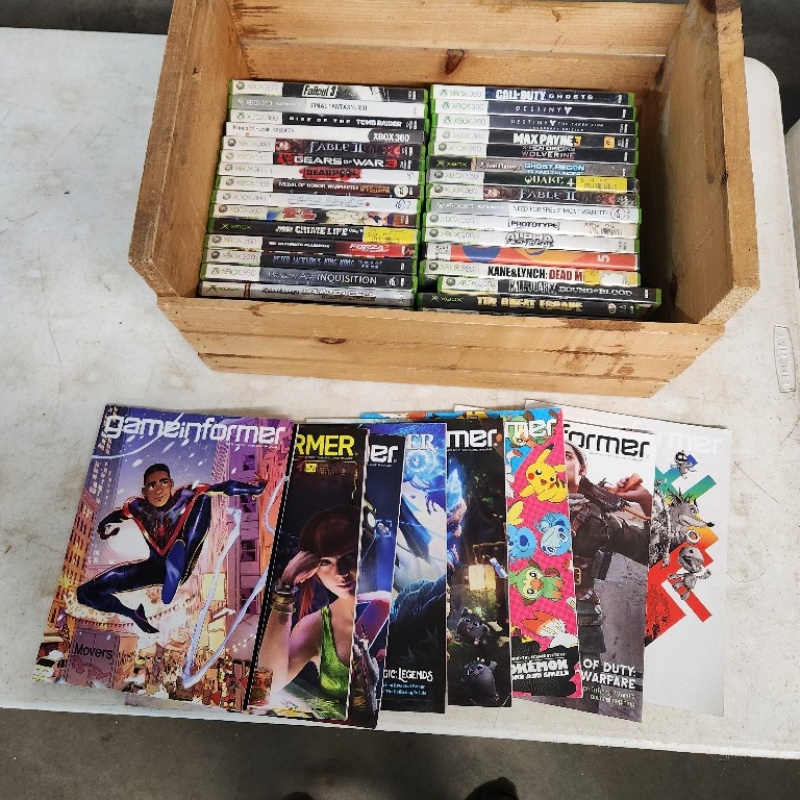 Huge Selection of XBOX 360 Games 32 + and 8 Magazines - Crate  *11-5