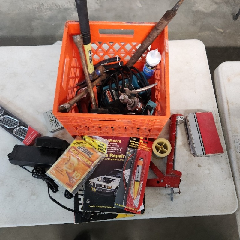 Crate of Automotive-Books, Tools ,Battery Chargers And More  *30-5