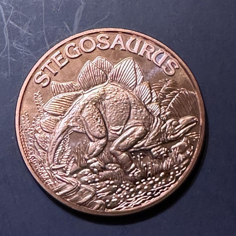 1 Ounce Copper Stegosaurus (t25)